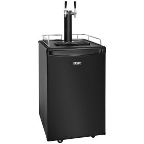 VEVOR Beer Kegerator, Dual Tap Draft Beer Dispenser, Full Size Keg Refrigerator With Shelves, CO2 Cylinder, Drip Tray & Rail, 32¬∞F- 50¬∞F Temperature