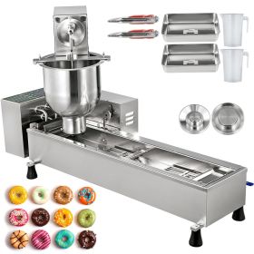 VEVOR 110V Commercial Automatic Donut Making Machine, Single Row Auto Doughnut Maker, 7L Hopper Donut Maker with 3 Sizes Molds, Doughnut Fryer, 304 St