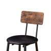 Bar Table Set with 2 Bar stools PU Soft seat with backrest, Rustic Brown, 23.62'' W x 23.62'' D x 35.43'' H