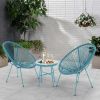 3 Piece Patio Bistro Conversation Set with Side Table, Acapulco All-Weather PE Rattan Chair Set,Flexible Rope Furniture Outdoor with Coffee Table,for