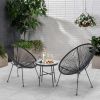 3 Piece Patio Bistro Conversation Set with Side Table, Acapulco All-Weather PE Rattan Chair Set,Flexible Rope Furniture Outdoor with Coffee Table,for