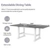 TOPMAX 7-Piece Updated 76.9inch Extendable Trestle Dining Table Set with Removable Leaf, Kitchen Table Set with Upholstered Side Chair and Arm Chair,